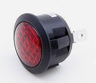 Black body LED warning light. Red lens 20mm panel hole.