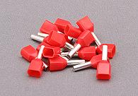 Cord end terminal for two 1.0mm2  cables. Red. 25 pack