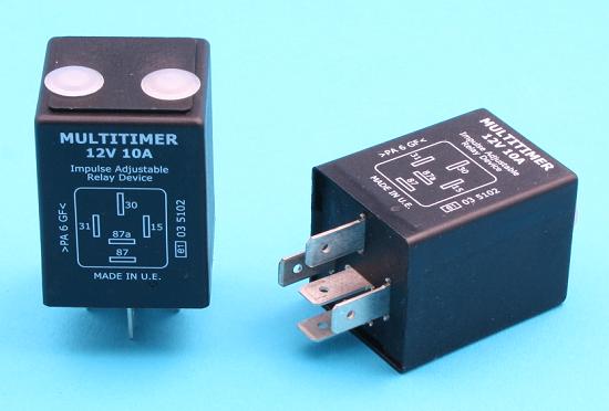 12 volt Timer relay. Configurable time & delay on or off.
