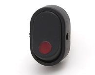 Oval large LED rocker switch. On/off. 16A at 12v DC. Red.