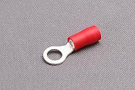 Red pre insulated ring terminal with 4.3mm hole.